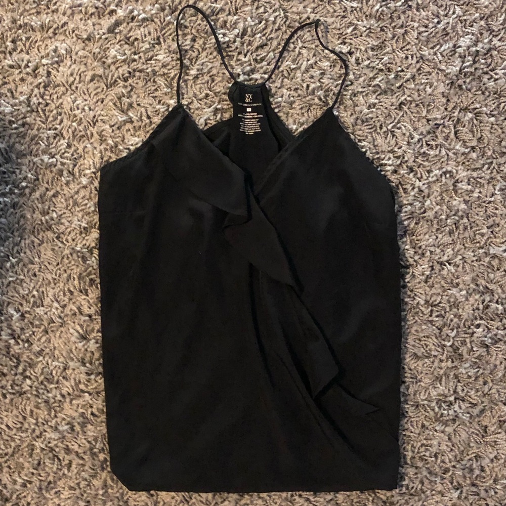 black ruffle tank